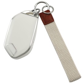 Oimior for Kia Key Fob Cover with Wristlet Keychain Soft Key Shell Case Compatible with 2023 2024 2025 2026 Telluride EV5 Accessories (Silver-White, 5 Buttons)