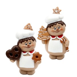 Dekohelden24 Ceramic Christmas baker with gingerbread in white/brown, set of 2, dimensions per figure L/W/H 9 x 6 x 13 cm