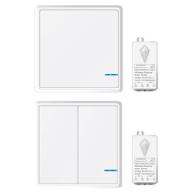 NineLeaf Wireless Light Switch Reciever Kit, Wireless Switch, Smart Light Switch, No Wiring Required Easy to Install for Wall Ceiling Lamp LED Bulb Light Fixture 1Gang&2Gang Light Switch 2Receiver Kit