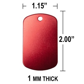 Premium Quality Anodized Aluminum Blank Dog Tags (Large Size 2.00 in x 1.15 in, 1.00mm Thick) for Laser Engraving and Stamping, Red, 10-Pack