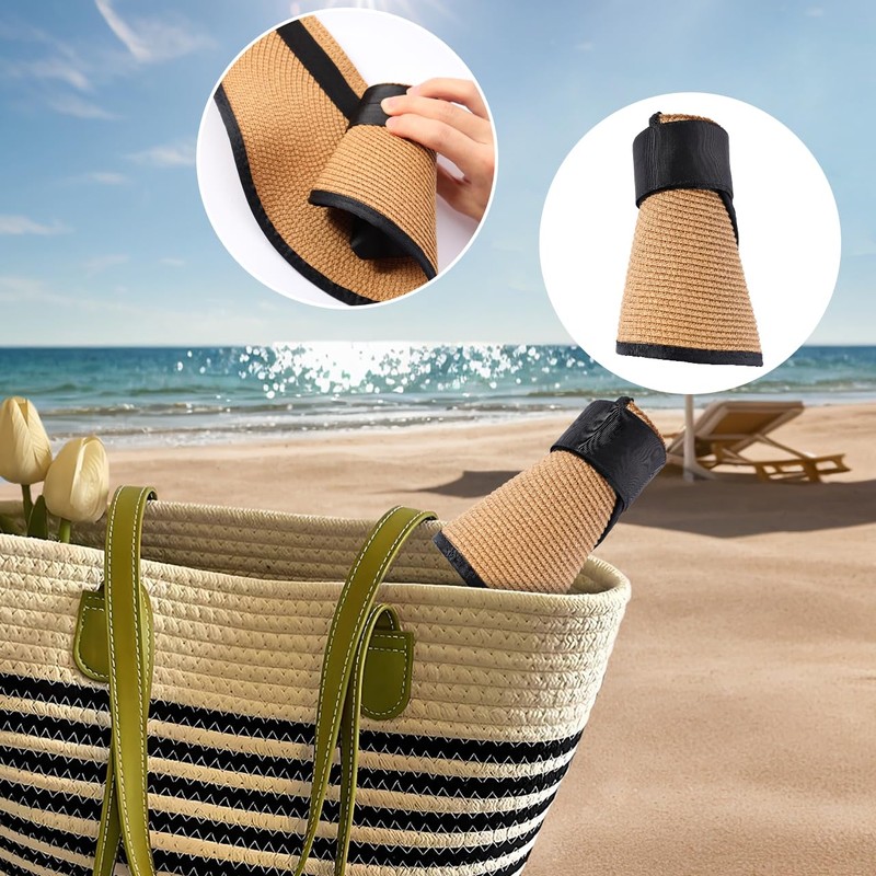Eigso Sun Protection Straw Visor Hat Resienhut Ponytail Cap Beach