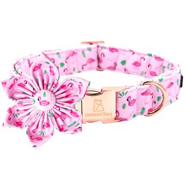 Lionheart glory Valentine's Day Dog Collar with Flower Dog Collar for Medium Dogs, Pink Dog Collar with Bowtie Spring Dog Collar Pet Collar Bows