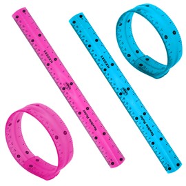 DSLSQD 2 Pcs Flexible Ruler, 30cm/12inch Plastic Ruler Shatterproof Straight Edge Ruler Soft Bendable Ruler Clear Ruler for Kids & Adults School Classroom Office (Purple+Blue)