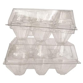 Clear Plastic Tri-Fold Split 6-Egg Carton - 35 Pack