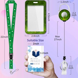 ID Badge Holder with Breakaway Lanyard, Golf Ball ID Badges Holder Cute Lanyard and Aesthetic Keychain Holiday Christmas Gifts for Women Men Mon Boys Girls