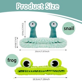 2 Pack Face Wash Headband, Cute Frog and Snail Hair Band Set, Cute Elastic Hair Band, Cartoon Hair Band, Frog Face Wash Hairband, Frog Makeup Headband