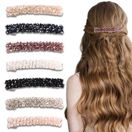 ZOCONE Haarspangen Crystal, 7 Stück Haarspangen mit Federn, Strass für Damen, Kristall, elegant, rechteckig, geeignet für Mädchen und Damen, 8,5 cm