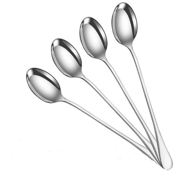 SDMAX 4 Pcs Long Handle Latte Spoon 19 cm Long Stainless Steel Spoon for Sundae, Ice Cream, Coffee Spoons Set of 4