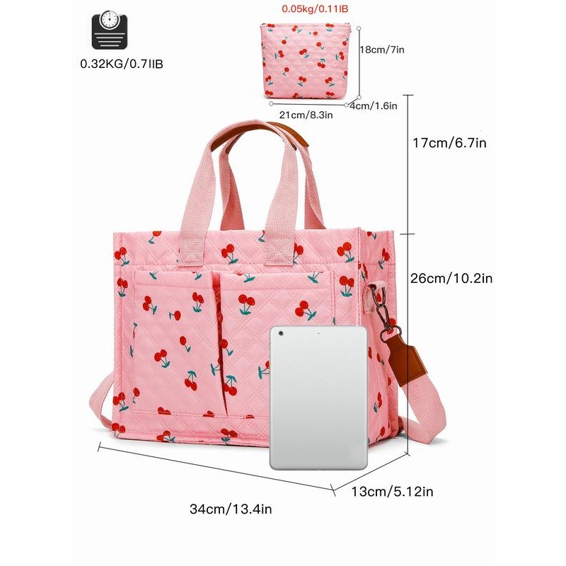 Creative Leopard Print Tote Bag Set, Large Capacity Waterproof Printed
