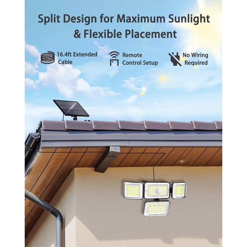 CLAONER Solar Outdoor Lights Motion Sensor 3500LM 288 LED Solar