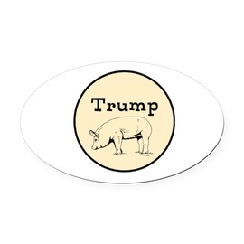 CafePress Trump Pig, Anti Trump Oval Car Magnet, Euro Oval Bumper Magnet