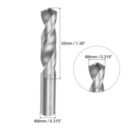 uxcell Solid Carbide Drill Bits, 8mm C2/K20 Tungsten Carbide Jobber Drill Bits Straight Shank Drilling Tool for Stainless Steel Aluminum Iron Metal Plastic