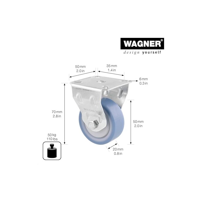 WAGNER Deluxe 23775101 Soft Furniture Castor Diameter 50 mm, Height