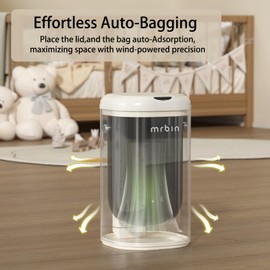 MRBIN Metal Motion Sensor Adsorption Diaper Pail Refills with Lid, 8gal / 30L Covered Touchless Square Baby Adult Trash Can, Pet Litter Garbage Bucket for Nursery Bedside, Bathroom, Toilet, White