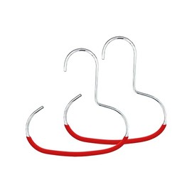 Mawa Scarf, Shawl, Belt, and Accessory Organizer, Non-Toxic Metal Hanger with Grip Coating, Easy Access Open Hook, Model G-1 Space Saving Design, Set of 2, Red