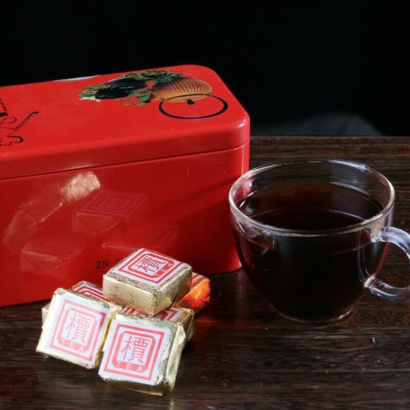 250g Pu-Erh Small Square Brick Pu'er Tea In Iron Box