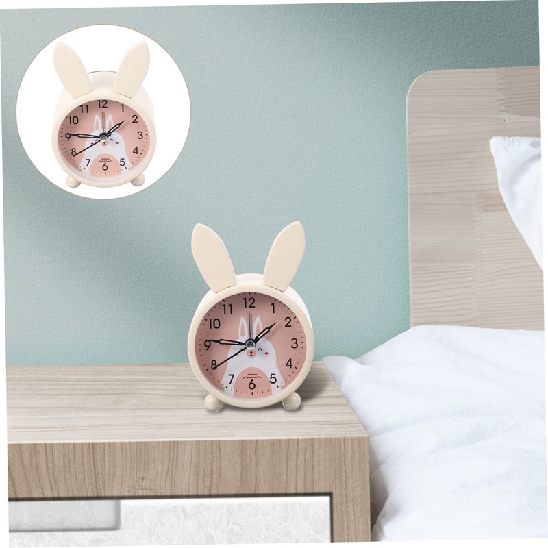 ULTECHNOVO Adorable Luminous Rabbit Shape Clock Silent Desktop Decorative Alarm