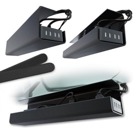 Scandinavian Hub No-Screw Under Desk Cable Management Tray - Self-Adhesive Installation, Cord Management, Cable Tray, Under Desk Wire Organizer - Black Set of 2