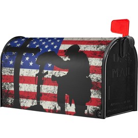 Identiy American Army Soldier Mailbox Covers Magnetic Standard Size,USA Veteran Magnetic Patriotic Mailbox Covers Mailbox Wraps Post Letter Box Cover for Holiday Outside Yard Decor 18""x21""