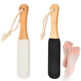 2PCS Foot File & Pumice Stone Set, Foot Scrubber for Hard Skin, Pumice Stone Exfoliating Pedicure Rasp Feet Scrubber with Wooden Handle, Removing Dead Skins, Cracked Heels, Hard Skins & Calluses
