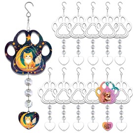 WindMage 12 Pack 4inch Sublimation Wind Spinner Blanks 3D Aluminum Metal Wind Sculpture Kinetic Spinners Ornaments Dog Cat Memorial Gifts Pet Loss Sympathy Hanging Decoration (Pet Paw)