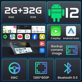 Car Radio Stereo for Chevy Cruze 2009-2015: 9" 1280 * 800 Touchscreen 2+32G GPS Navigation Upgrade - Wireless CarPlay/Android Auto 5G-WiFi Bluetooth SWC/FM/Mirror Link/Backup Camera