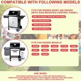 DcYourHome 99251 Grease Tray with Drip Pan Liner for Old Weber Spirit 200 Series Spirit E/S-200 Spirit E/S-210 with Side Control Panel, Spirit 500 Grease Tray for Weber Genesis Silver A Grill Parts