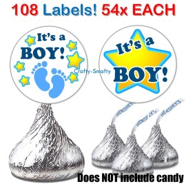 Unbranded 108 It's a Boy Baby Shower Gender Reveal Party Stickers fits Hershey Kisses