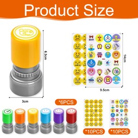 FULHANY 6 Stamps Including 20 Stickers, Teacher Stamp, Teacher Stamp, Teacher Stamp, Primary School, Reward Stamp for Encouragement, Praise, Education, Design of Student Work Meetings
