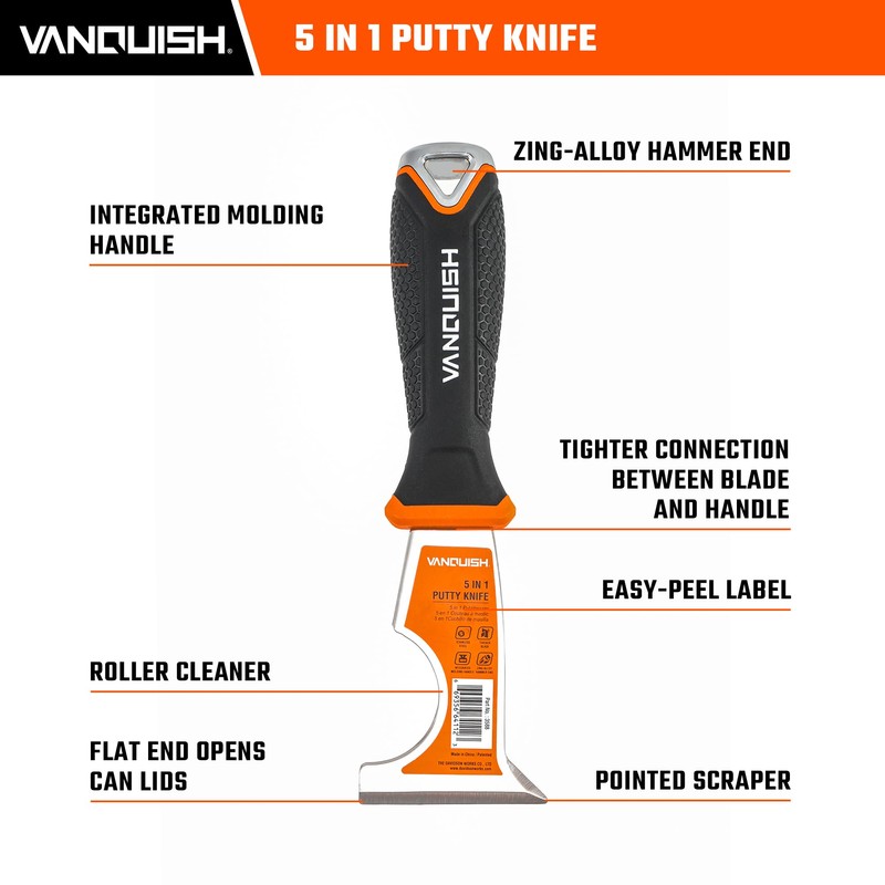 VANQUISH 5 In 1 Putty Knife, Multi Use Paint Scraper