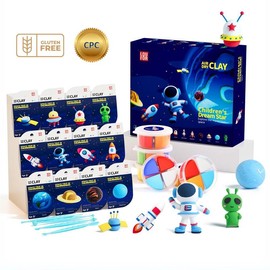 Air Dry Clay Kit - Cute Ultra Light Clay DIY Kit with Tools, Soft Clay Craft Kit, Easy & Fun to Craft, Safe & Non-Toxic, Springtok Gift for Kids:_Space Trip