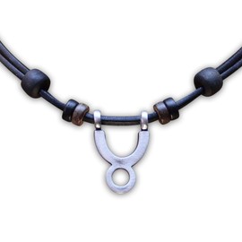 Hana Lima 1 of 12 Zodiac Signs on Adjustable Horoscope Leather Necklace, Surfer Chain, Pewter