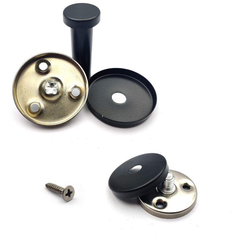 Pack of 4 Coat Hooks, Black, Round, Stainless Steel, Towel