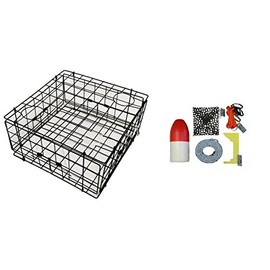 KUFA Vinyl Coated Crab Trap & Accessory Kit (100' Lead Core Rope, Caliper,Harness,Bait Case & 14" Red/White Float) S60+CAC3A