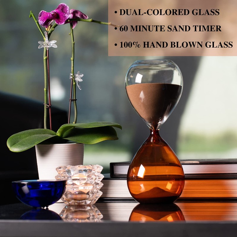 Bey-Berk Phillip 60-Minute Sand Timer (Amber), 9.5" Dual-Tone and Clear