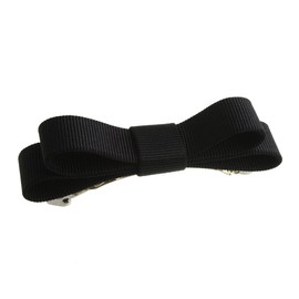 VINGTAINE H-999-BK Simple Grosgrain Ribbon Barrette, Elegant Office, Daily Hair Clip, Hair Accessory
