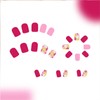 Short Press on Nails Square Pink Fake Nails with Design