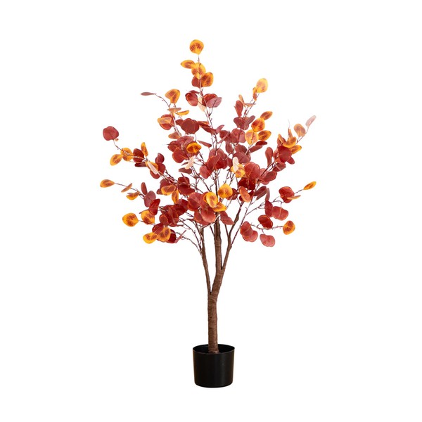 Nearly Natural 4-FT Pre-lit Artificial Autumn Eucalyptus Tree with 160