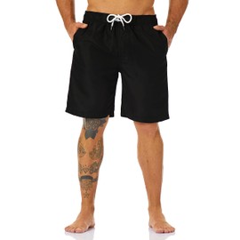 KAILUA SURF Mens Swim Trunks Long, Quick Dry Mens Boardshorts, 9 Inches Inseam Mens Bathing Suits with Mesh Lining Black