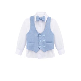 Lilax Boys’ Formal Suit Set, Boys Wedding Ring Bearer Outfit for Kids, Dresswear 4 Piece Suit Set (12 Years, Light Blue)