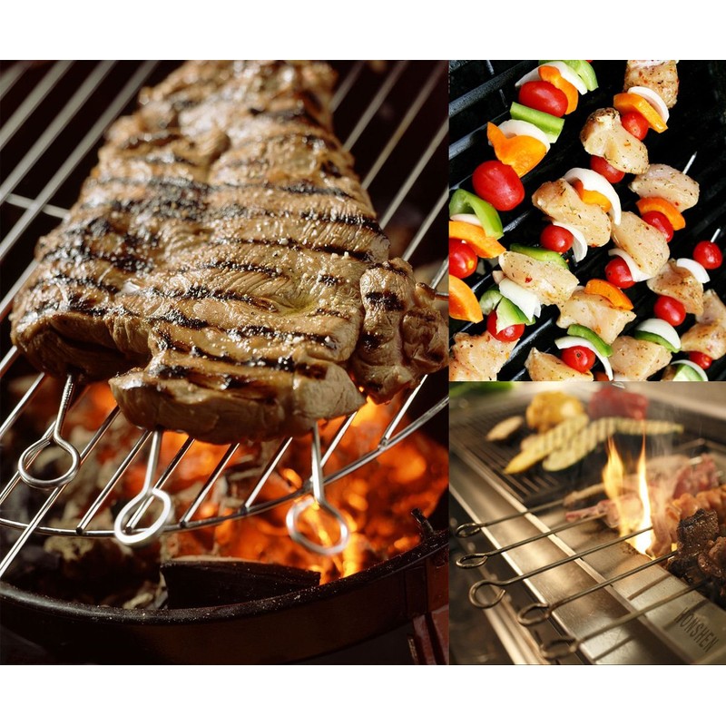 HONSHEN 12 Inch Barbecue Skewers, BBQ Skewers, Shish Kebab Kabob