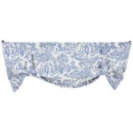 Victoria Park Toile Tie-Up Valence Window Curtain, Blue
