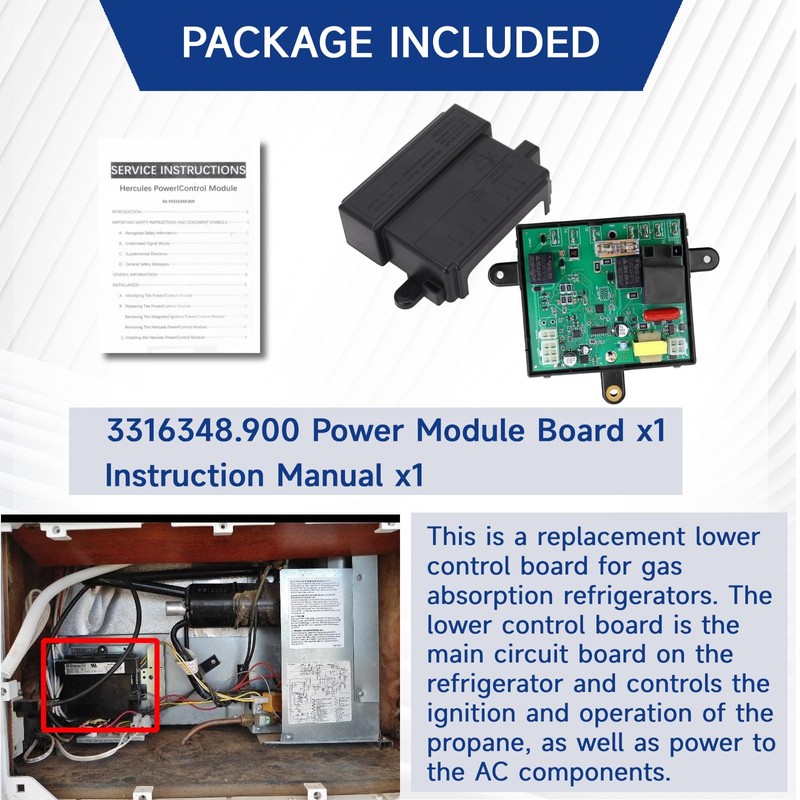 3316348.900 Power Module Board, RV Power/Control Module Kit #3316348900 Replacement