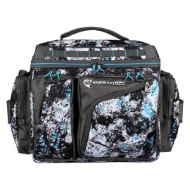 Evolution Fishing Largemouth XL 3700 Tackle Bag - 19" in, Water Camouflage, Outdoor Carry Bag w/ 3 Fishing Trays, Plier Holster, Tackle Box Storage, Extra Large Vertical Tackle Tray Storage