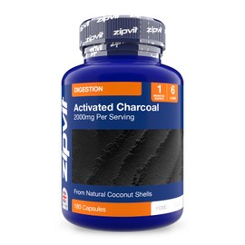 Zipvit Activated Charcoal Capsules 2000mg, Charcoal Tablets Alternative, Digestion Support Supplement, Helps Reduce Excessive Flatulence After Eating, 180 Capsules