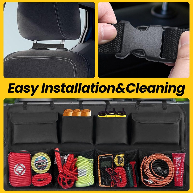 Snuopfy Car Trunk Organizer, Backseat Hanging Organizer with 8 Large