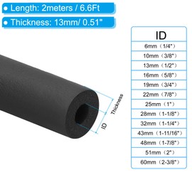 PATIKIL 2-3/8"(60mm) ID x 6.6Ft Pipe Insulation Foam Tube, 1Pcs Pipe Cover Wrap Roll Bar Padding Tubing for Handle Grip HVAC Outdoor Air Conditioner Units
