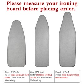 Extra-Wide Ironing Board Cover and Pad Replacement with Scorch and Stain Resistant Thick Padding and Elasticized Edge 18" x 49" Ironing Board Covers 4 Fasteners and 1 Protective Scorch Mesh Cloth