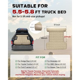 Sokeface Truck Bed Mattress 5.5 FT, Truck Bed Air Mattress 5.5-5.8ft Full Size, Leak-Resistant Camping, Electric Pump, Heavy-Duty, Easy Setup, Large Carry Bag