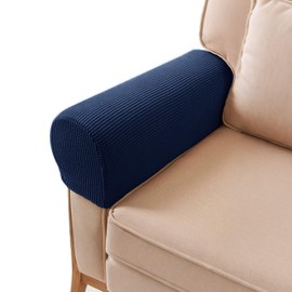PBIEHSR Sofa Couch Arm Chair Covers, Armrest Armchair Covers Stretch Recliner Slipcovers, Set of 2 (Navy)